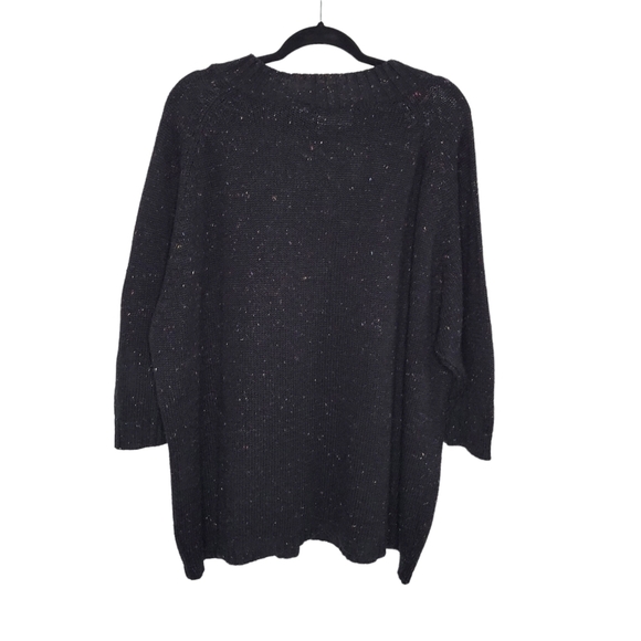 Vtg Venezia Black Confetti High Neck Knit Pullover Oversized Sweater- One Size - Picture 4 of 7